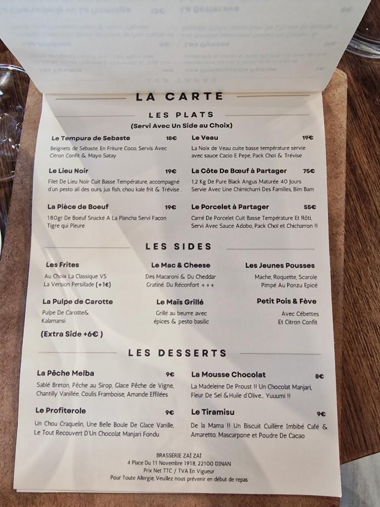 Brasserie Zaï Zaï - Menu Image 1