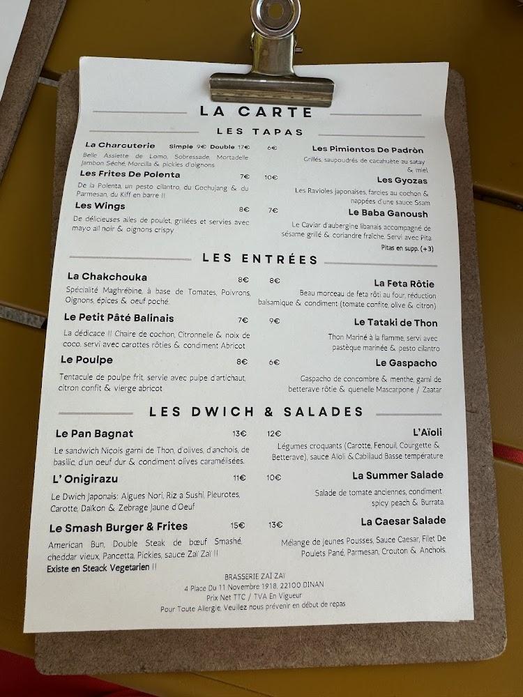 Brasserie Zaï Zaï - Menu Image 4